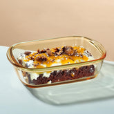 Urbane Home 1600 ml Borosilicate Glass Baking Tray | Yellow Microwave Oven Safe Utensils | Rectangular Bread Moulds for Baking | Dishwasher & Freezer Safe | Multipurpose use Serving Tray